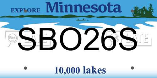 SBO26S Minnesota License Plate