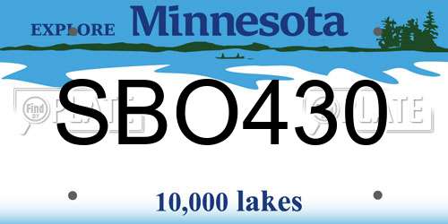 SBO430 Minnesota License Plate