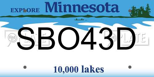 SBO43D Minnesota License Plate