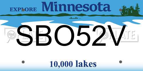 SBO52V Minnesota License Plate