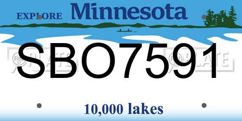 SBO7591 Minnesota License Plate