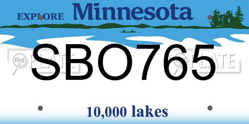 SBO765 Minnesota License Plate