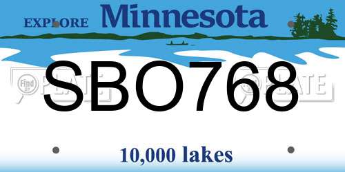 SBO768 Minnesota License Plate