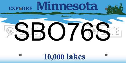 SBO76S Minnesota License Plate