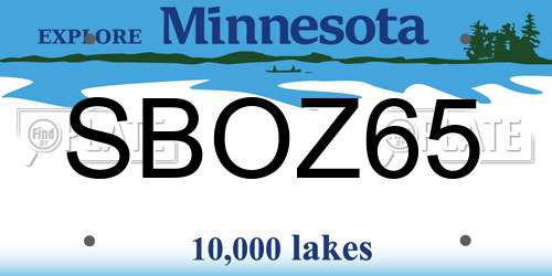 SBOZ65 Minnesota License Plate