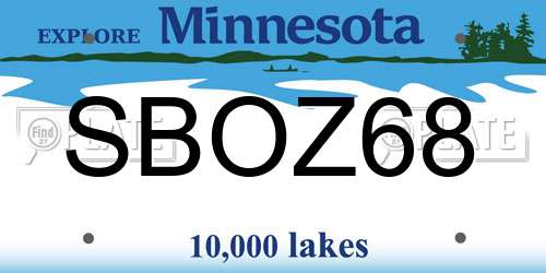 SBOZ68 Minnesota License Plate