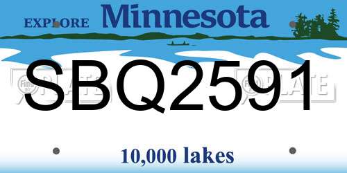SBQ2591 Minnesota License Plate