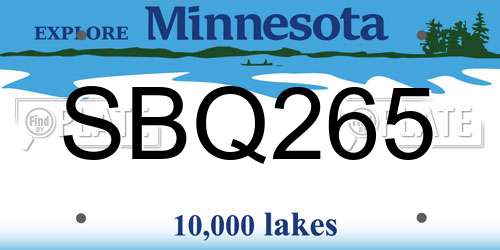 SBQ265 Minnesota License Plate