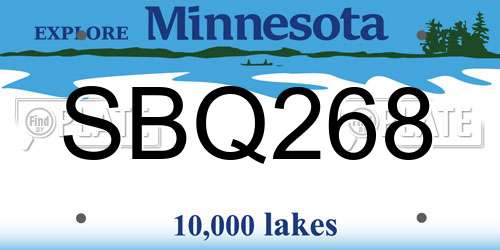 SBQ268 Minnesota License Plate