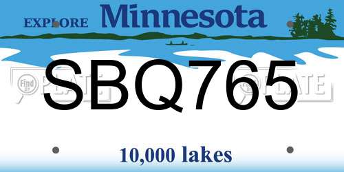 SBQ765 Minnesota License Plate