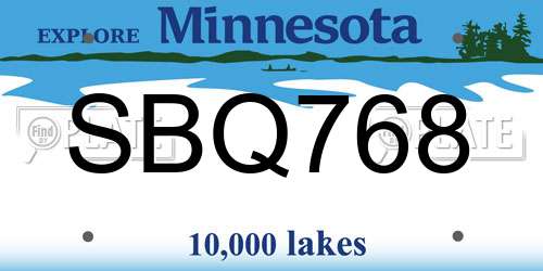 SBQ768 Minnesota License Plate