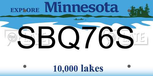 SBQ76S Minnesota License Plate