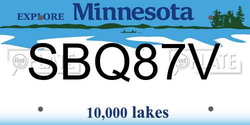 SBQ87V Minnesota License Plate