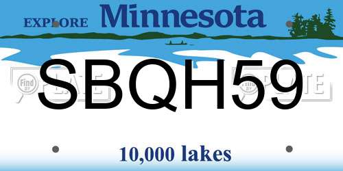 SBQH59 Minnesota License Plate