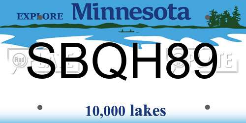 SBQH89 Minnesota License Plate