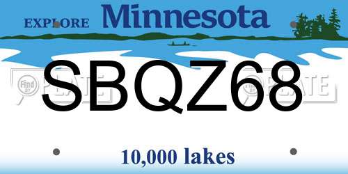 SBQZ68 Minnesota License Plate