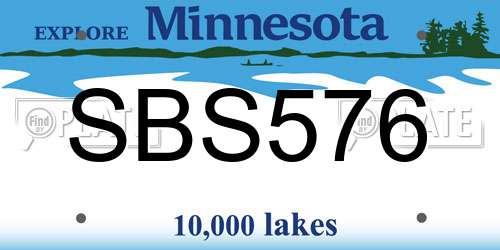 SBS576 Minnesota License Plate