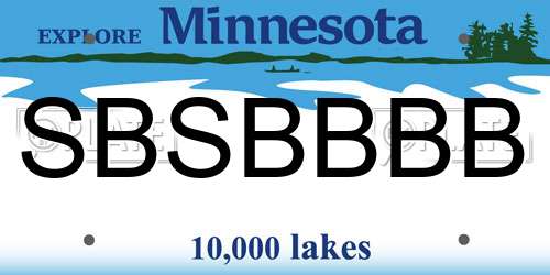SBSBBBB Minnesota License Plate
