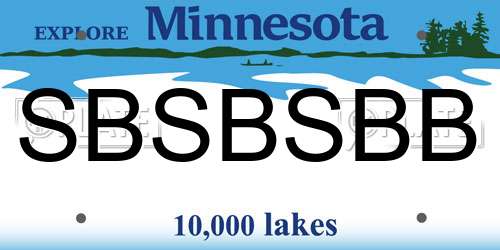 SBSBSBB Minnesota License Plate