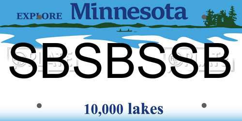SBSBSSB Minnesota License Plate