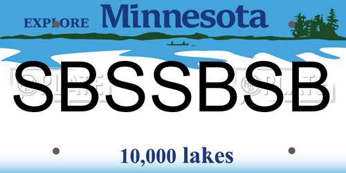 SBSSBSB Minnesota License Plate