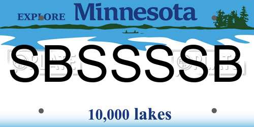 SBSSSSB Minnesota License Plate