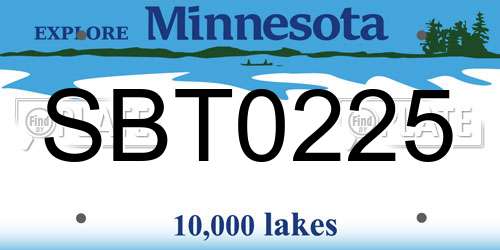 SBT0225 Minnesota License Plate