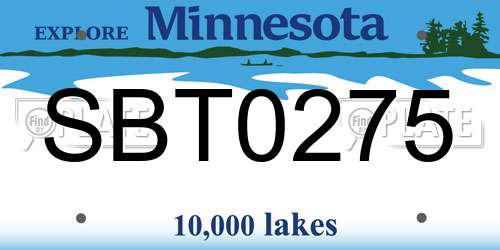 SBT0275 Minnesota License Plate