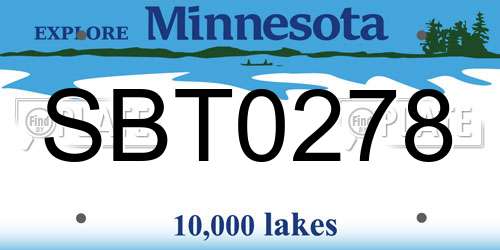 SBT0278 Minnesota License Plate