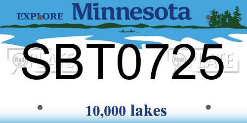 SBT0725 Minnesota License Plate