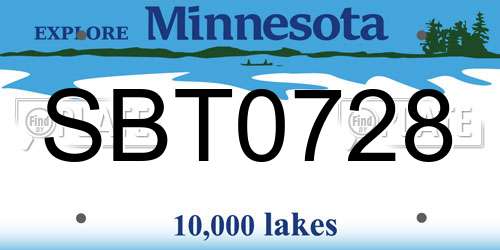 SBT0728 Minnesota License Plate