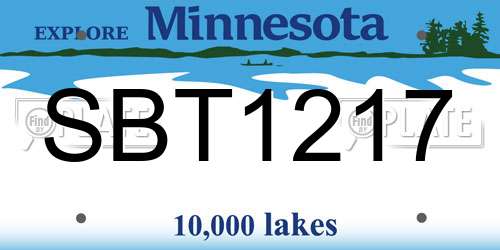 SBT1217 Minnesota License Plate