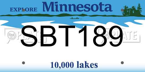 SBT189 Minnesota License Plate