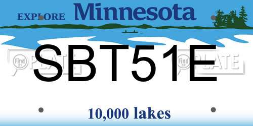 SBT51E Minnesota License Plate