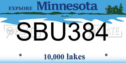 SBU384 Minnesota License Plate