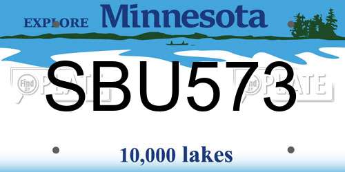SBU573 Minnesota License Plate