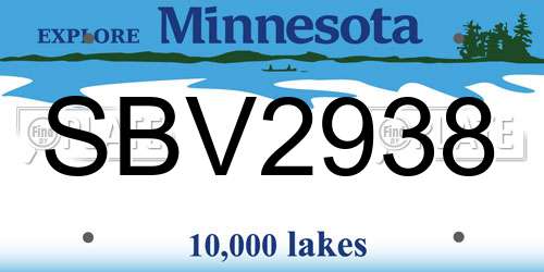 SBV2938 Minnesota License Plate
