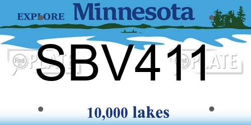 SBV411 Minnesota License Plate