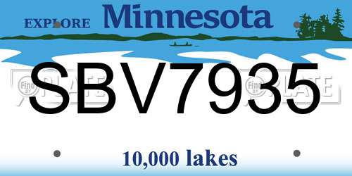 SBV7935 Minnesota License Plate