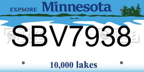 SBV7938 Minnesota License Plate
