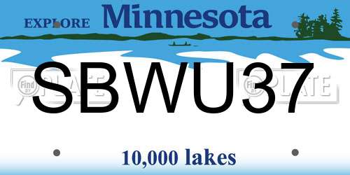 SBWU37 Minnesota License Plate