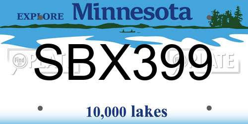SBX399 Minnesota License Plate