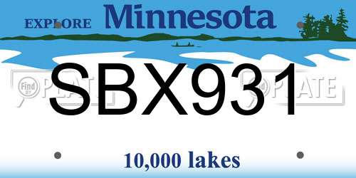 SBX931 Minnesota License Plate