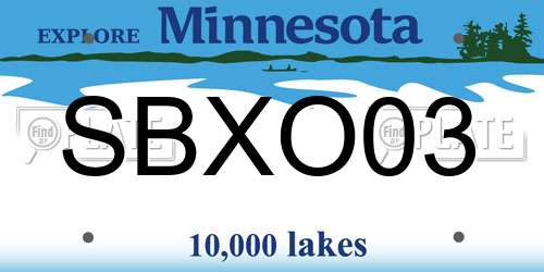 SBXO03 Minnesota License Plate