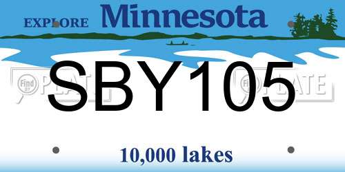 SBY105 Minnesota License Plate