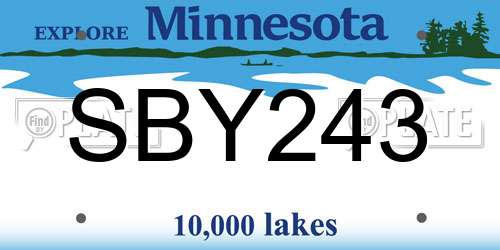 SBY243 Minnesota License Plate