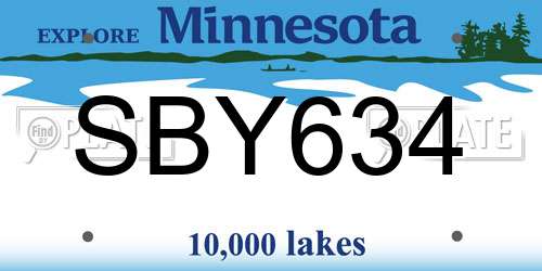 SBY634 Minnesota License Plate