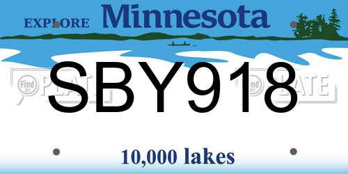 SBY918 Minnesota License Plate