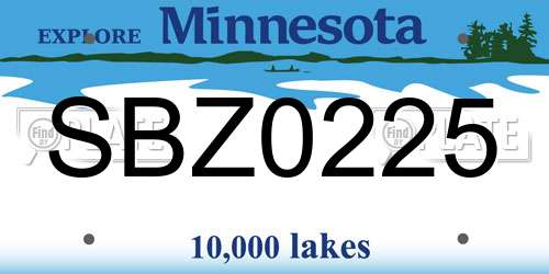 SBZ0225 Minnesota License Plate
