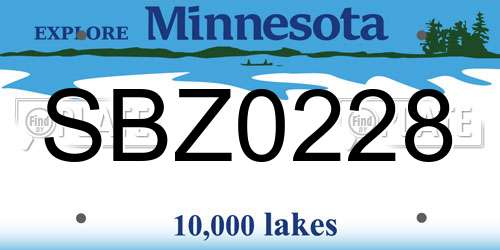 SBZ0228 Minnesota License Plate